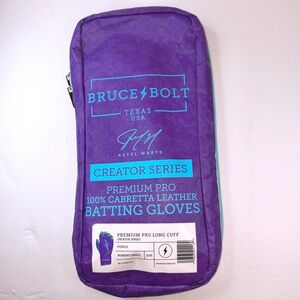 NWT Bruce Bolt Creator Series Batting Gloves Purple Long Cuff Women’s Small